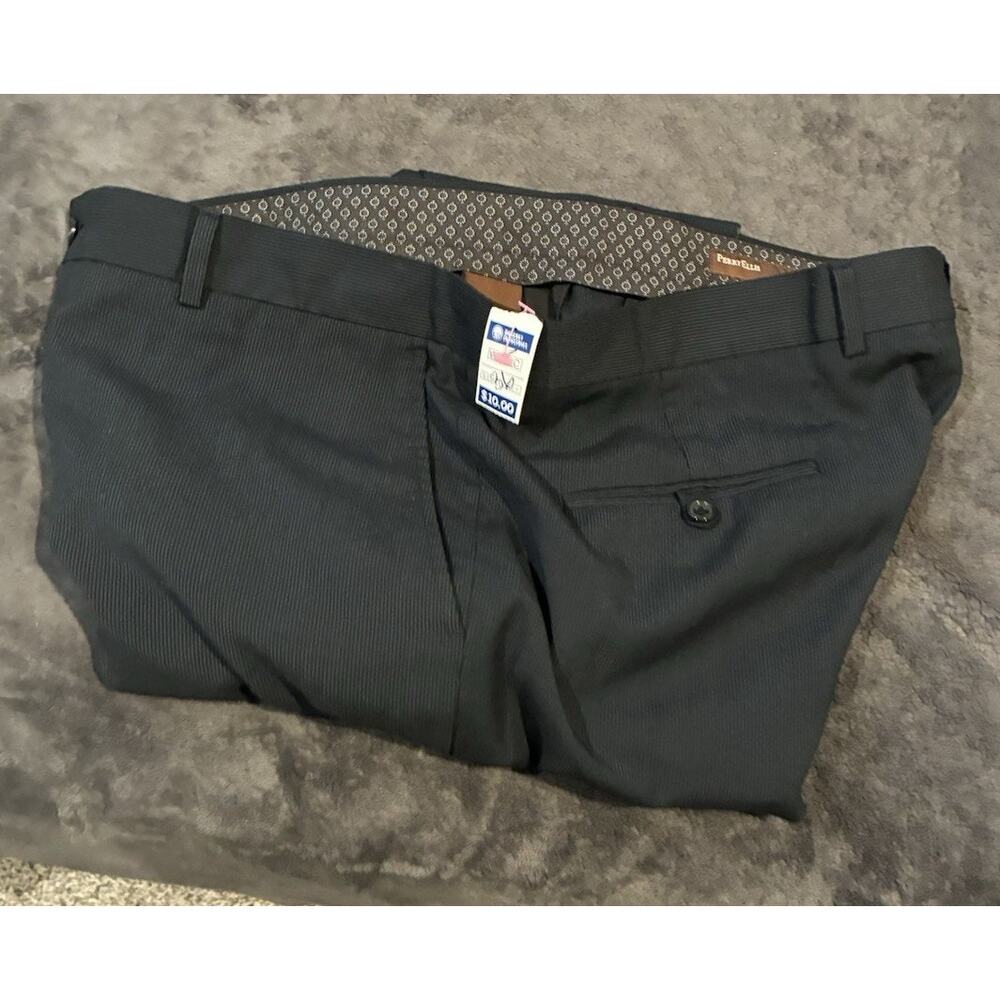 Perry Ellis Men’s Dress Pants Black 38x30 Slim Fit Flat Front Polyester